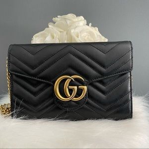 GUCCI GG Marmont Matelasse Mini Chain Wallet
